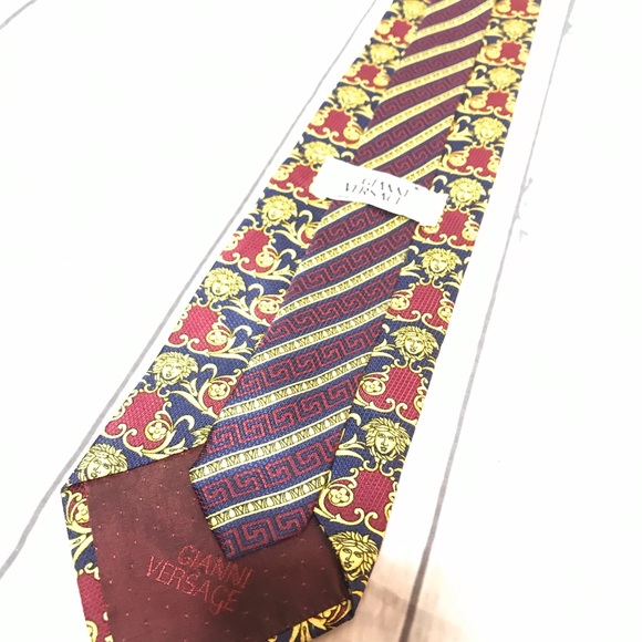 Versace Gold/Maroon / Blue Necktie - Picture 4 of 6